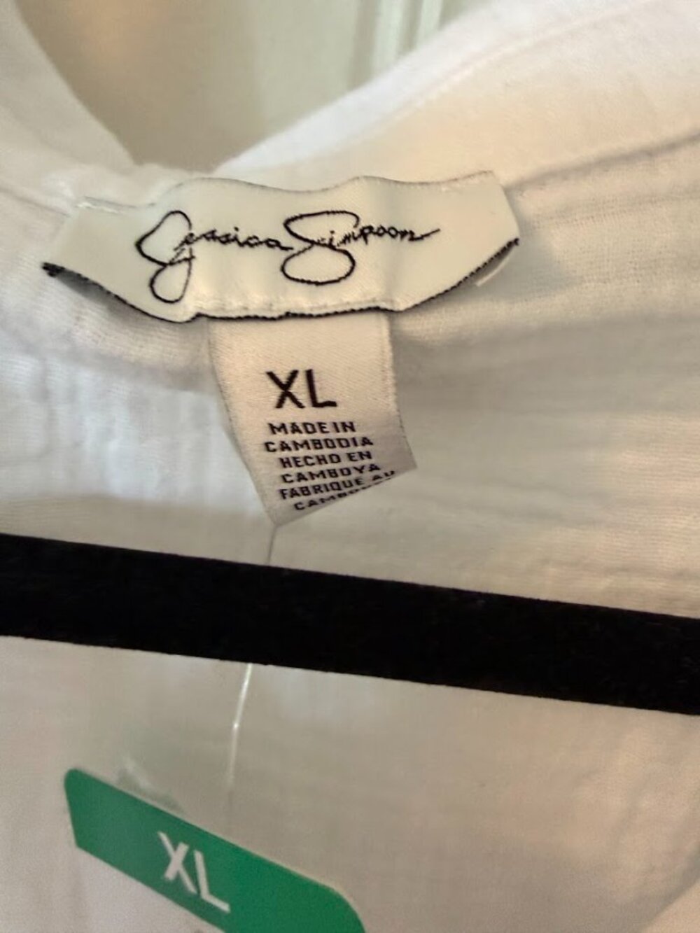 NWT Jessica Simpson 100% Cotton XL White Gauze Collared Shirt Closet Staple - Picture 2 of 3